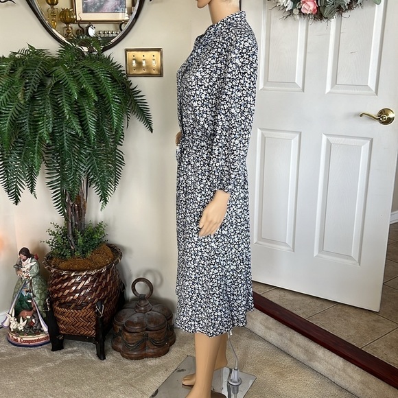 Brand New Lauren Ralph Lauren Paisley Floral 3/4 Sleeve Button Up Collared Dress - Picture 8 of 13